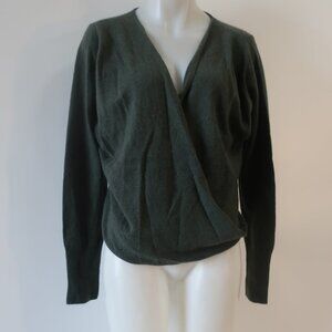 Womens Crush Dark Green Pure Cashmere Draped Surplice Sweater 2 US/M